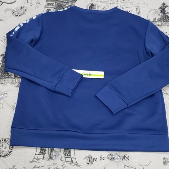 Nicole Miller Sport Scuba Striped Activewear Crewneck Sweatshirt - Picture 5 of 5